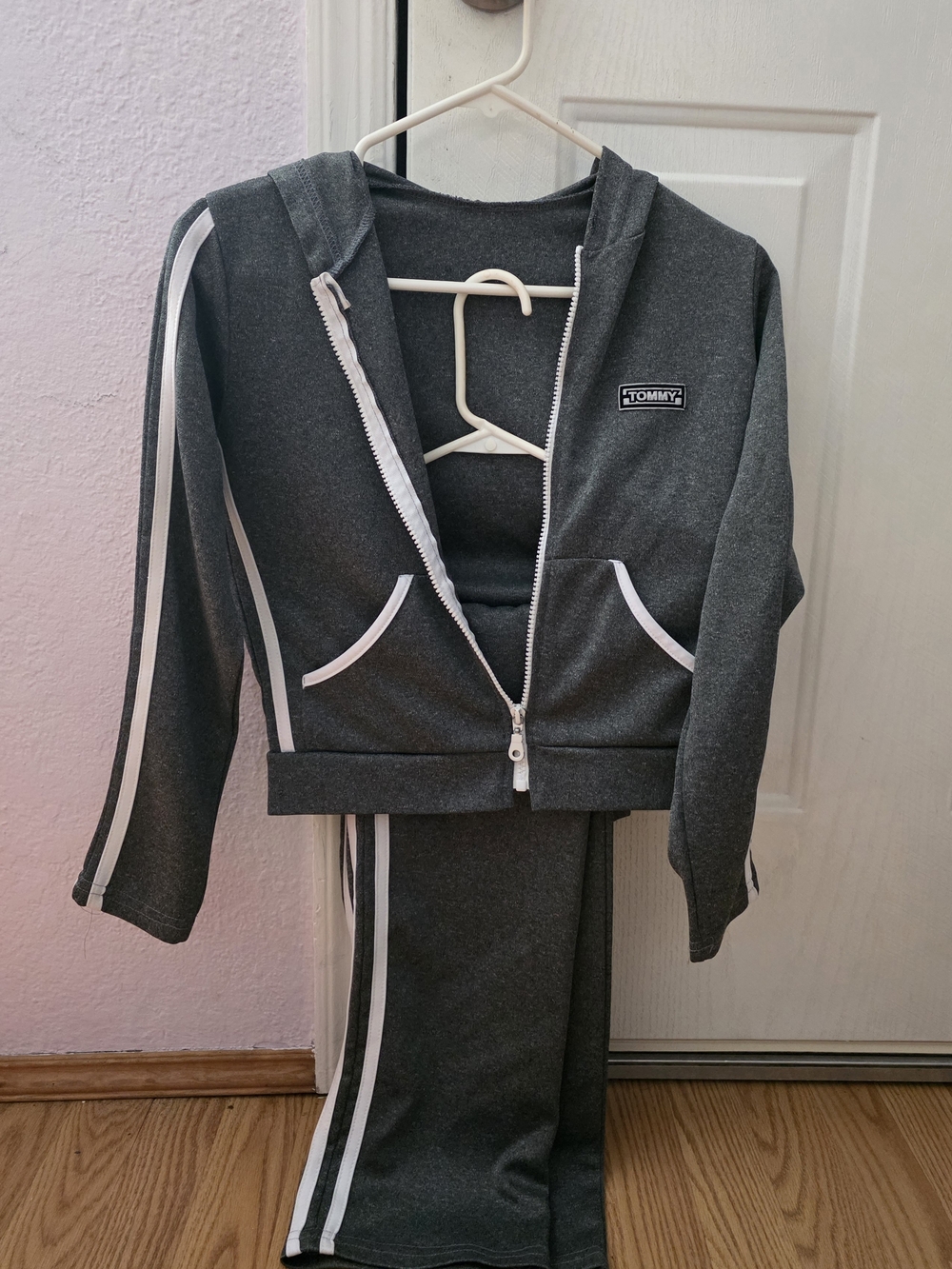 Tommy Hilfiger Dark Gray Track Jacket & Pants with White Stripes